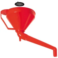 Embudo de plástico con boquilla insertable de acero inoxidable.