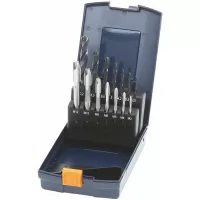 Juego de machuelos de roscar a máquina para agujeros pasantes + broca espiral para agujero para roscar M3-12