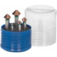 Juego de 5 avellanadores cónicos 90° TiAlN  Nitruro de Titanio y Aluminio, 90 grados, 3 gavilanes
