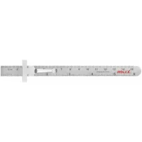 Regla graduada de acero con clip deslizante, inoxidable 150 mm