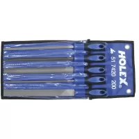 Juego de 5 limas con mango recubierto, DIN 7261, con estuche de nylon