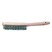 Cepillo con mango de madera, de alambre de INOX ondulado 0,35