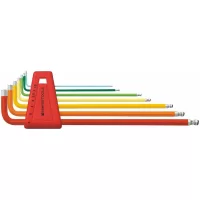 Juego de 7 llaves Allen hexagonales largas con código de color "Rainbow" 212.LH-6 RB, un lado punta de bola, de 1.5 a 6 mm