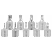 Juego de 9 dados de punta  Torx, entrada hembra 1/4, disponibles T8 a T40