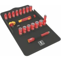 Juego de dados aislados con matraca 3/8 medidas en pulgadas, aislado conforme a VDE 17 piezas 6-19 mm 8100 SB VDE