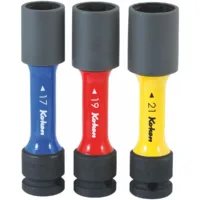Juego de dados de impacto 1/2 " con casquillo de plástico, 17, 19 y 21 mm