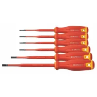 Juego de 6 desarmadores planos para electricista aislados hasta 1,000v Varilla SLIM