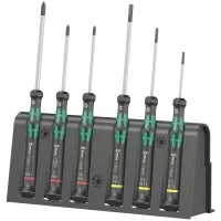 Juego de 6 desarmadores para electrónica Kraftform-Micro 3 planos 1.5, 2, 3.5 y 3 Phillips 00, 0 y 1 Mod. 05259118001