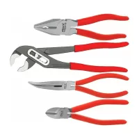Juego de 4 pinzas: Pinza de electricista, Pinza de extensión, Pinza punta curva, Pinza de corte diagonal