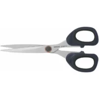 Tijeras de trabajo, de acero con recubrimiento de Titanio, corta cartón, cuero, goma, lámina, plástico, tela, etc.