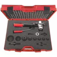 Sacabocados punch knockout hidráulico manual, con cabeza giratoria 360°, accesorios y estuche 1