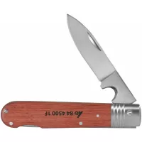 Navaja plegable, con mango de madera, con pela/cortacables y sistema de autobloqueo