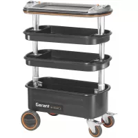 Carrito de taller pequeño, con 3 repisas y bandeja inferior