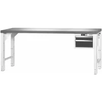 Banco de trabajo Vario con carcasa 24G, altura 850 mm, Tablero de Eluplan oscuro