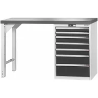 Banco de trabajo Vario con carcasa 24G, altura 950 mm, Tablero de Eluplan oscuro