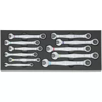 Juego de 11 llaves combinadas con matraca JOKER, de 8 a 19 mm, incl. espuma rígida de 30mm Mod. 05020013001