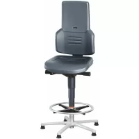 Silla giratoria de trabajo, espuma integral, con patas fijas antideslizantes y anillo de apoyo para los pies, alta