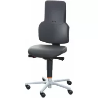 Silla giratoria de trabajo, cuero artificial, con ruedas, baja
