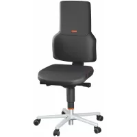 Silla de trabajo giratoria con ruedas, acolchada en tela resistente y ajustes de altura, asiento y respaldo