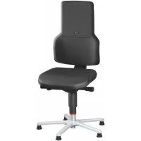 Silla giratoria de trabajo, tejido acolchado, con patas fijas antideslizantes, baja