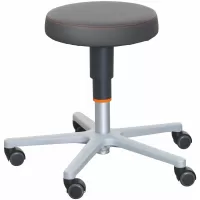 Taburete de trabajo, cuero artificial, con ruedas, baja