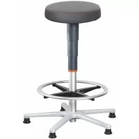 Taburete de trabajo, cuero artificial, con patas fijas antideslizantes y anillo de apoyo para los pies, alta
