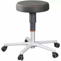 Taburete de trabajo, tejido acolchado, con ruedas, baja