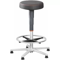 Taburete de trabajo, tejido acolchado, con patas fijas antideslizantes y anillo de apoyo para los pies, alta