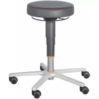 Taburete de trabajo ergonómico, cuero artificial, con ruedas