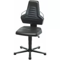 Silla giratoria de trabajo, cuero artificial, con patín, baja BLACK
