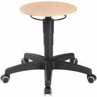 Taburete giratorio, madera, con ruedas