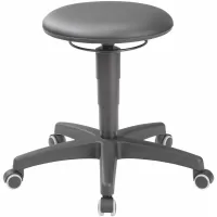 Taburete giratorio, cuero artificial, con ruedas