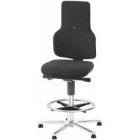 Silla giratoria de trabajo ESD, tapicería de tela, con patas fijas antideslizantes y anillo de apoyo para los pies, alta ESD