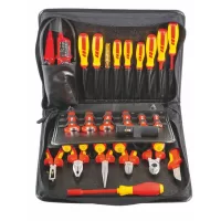 Juego de 29 herramientas aisladas VDE hasta 1,000 volts con estuche y probador de corriente